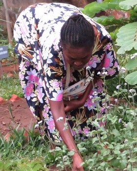 Femme dans un jardin